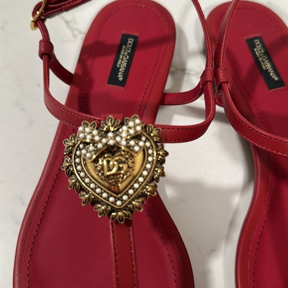 SOLD Dolce & Gabbana Red Leather Devotion Sandals size 40 new - Picture 6 of 11